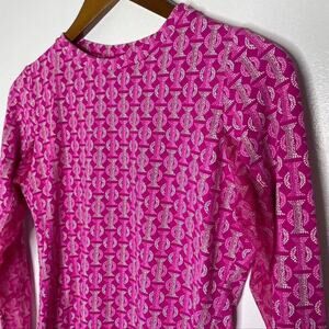 Icikuls Pink Geometric Print Crew Neck Long Sleeve Shirt Size XS Women